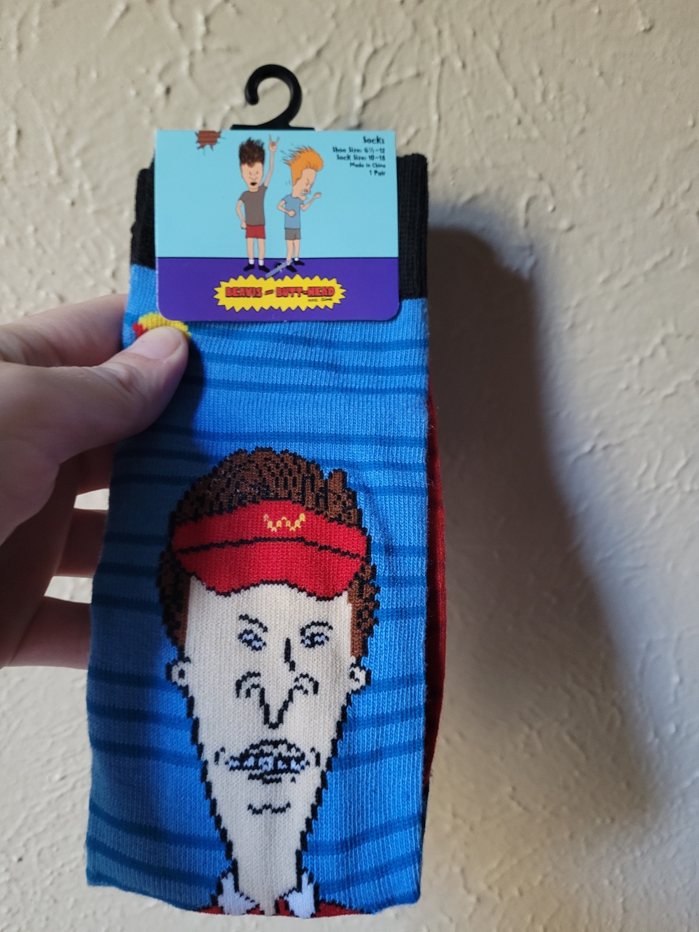 Blue Novelty Men’s Socks with Cartoon Face